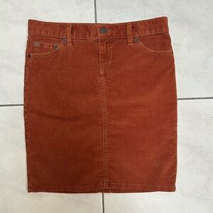 Gap jeans cotton Corduroy burnt orange rust pencil skirt